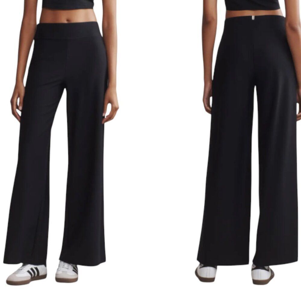 NWT Rhone Womens Ripple Wide Leg Black Sweatpants Lounge Pants Size XL